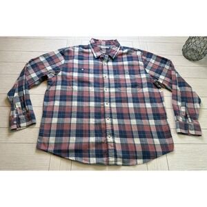 Wrangler Authentics Mens Red Blue White Plaid Long Sleeve Button Down‎ Shirt 2XL